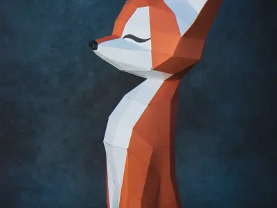 Fox papercraft DIY PDF pepakura origami template low poly 3D model