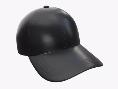 Baseball Cap Leather Mockup Black 3D model