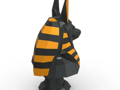 anubis low poly egyptian bust 3D print model