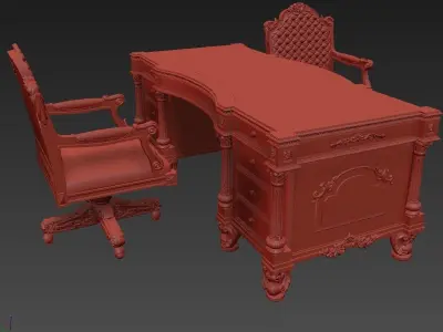 Classical Desk ArmChair 3D model