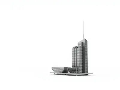 Futuristic Skyscraper City Skyline Model Low-poly 3D model