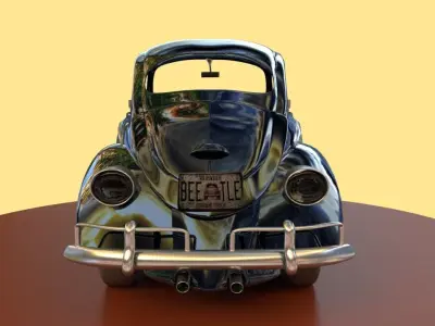 Wolkswagen beetle black car Low-poly 3D model