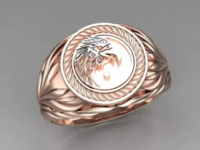 Solitaire Wedding Engagement Women Ring- Eagle Ring 3D print model