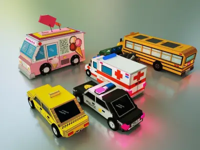 6 Voxel Vehicles Pack  3D model