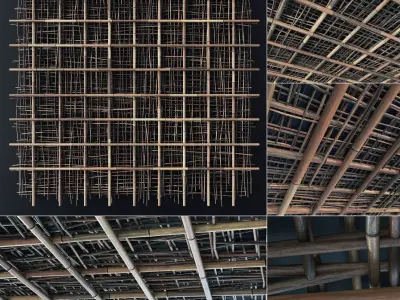Ceiling bamboo branch cage decor  n1 3D model
