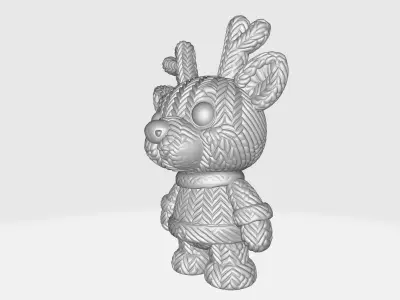 Cute Christmas Reindeer Plush Toy Style Holiday Decoration 3D print model