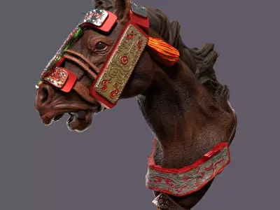 Traditional Horse Head Sculpture BUST STL OBJ FBX ZPR  3D model