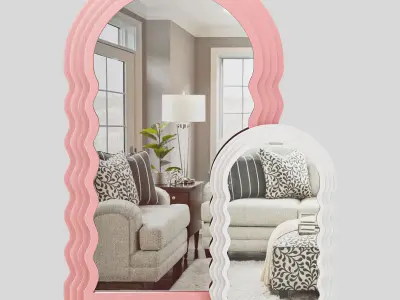 WAVE MID-CENTURY VINTAGE RETRO WAVY CURVY STANDING MIRROR 3D model