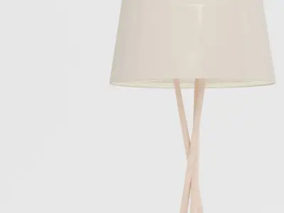 Wooden Tripod Floor Lamp 3D model