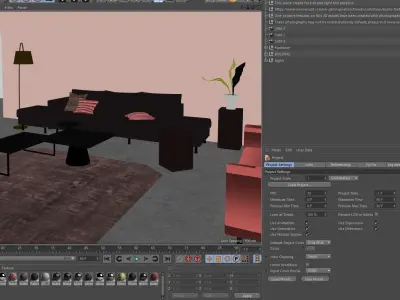 Living room Cinema4D Corona renderer interior 3D model