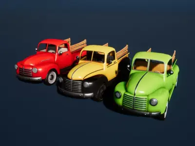 Classic farm pickup truck Low-poly 3D model