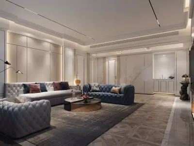 Luxury living room interior 3D model purchase