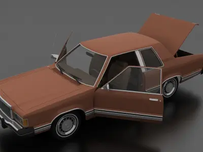 Granada 2dr sedan 1981 Low-poly 3D model