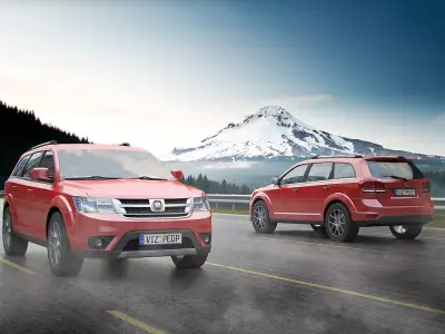 Full sized red SUV  3D model