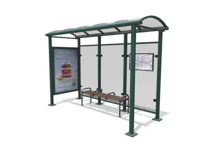 Old Bus Stop Low-poly PBR Low-poly 3D model