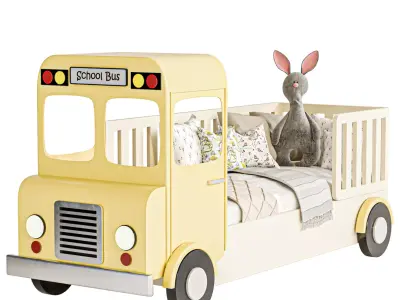 Baby cot car with toys pillow and blanket 3D model