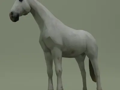 LowPoly Horse D White Grey Low-poly 3D model