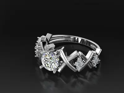 Diamond Jewelry Female Ring 3D print model 3D print model