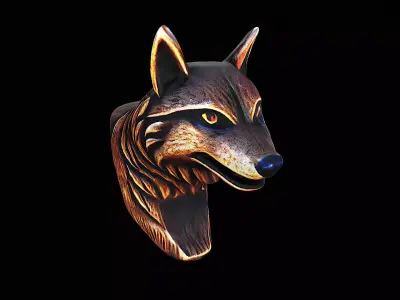 wood carved wolf 3D model