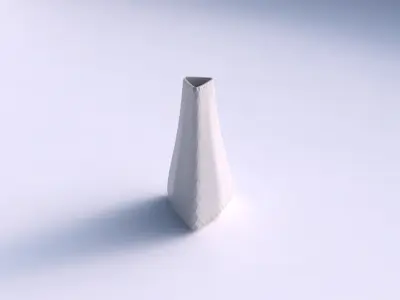 Vase puffy tipped triangle with diagonal grid pattern 3D print model