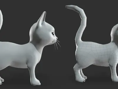 Baby Cat Low-poly 3D model