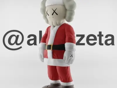 Kaws Santa Claus Merry Christmas Textured Low-poly 3D model