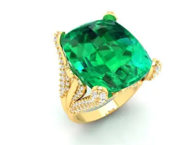 Luxury Cushion Cut Gemstone Engagement Ring for Women 3D Mod 477 3D print model