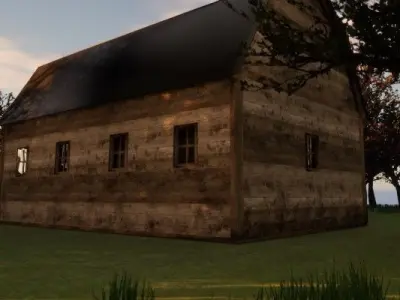 Barn  of wood Low-poly 3D model