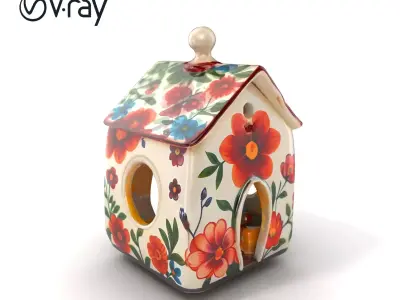 Floral Ceramic Candle House Model Pack Low-poly 3D model