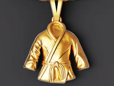 karate dress Kimono pendant Sculpture jewelry gold 3D print model
