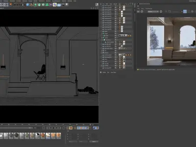 Apartment Scene for Cinema 4D and Redshift Render  3D model