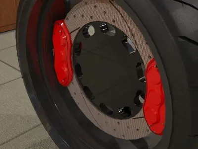 Car wheel with tire and brakes 3D model