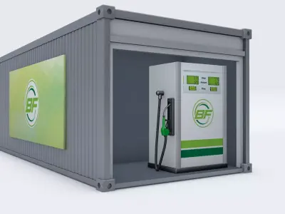 Steel Container with a Fuel Dispenser Station Inside 3D model