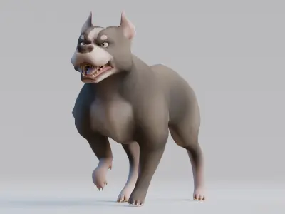 Low poly - Stylized dog - Pitbull Low-poly 3D model
