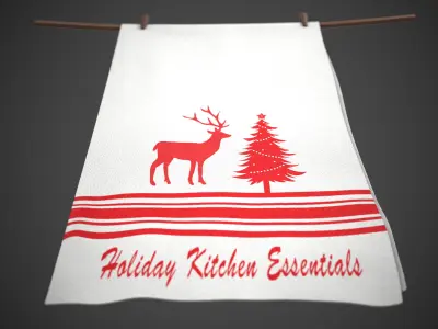 Christmas Decorations Reindeer Tea Towels 3D model