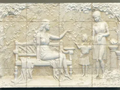 Bas-relief wall panel PBR Low-poly 3D model