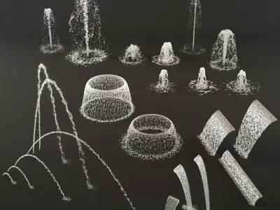Collection fountain waterfall 3D model