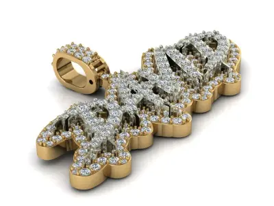 Custom Diamond Name Pendant DAVID 3D print model