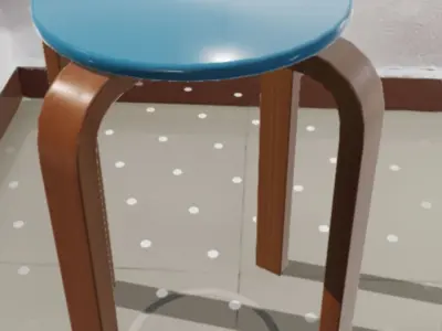 QuadStool 46cm Low-poly 3D model
