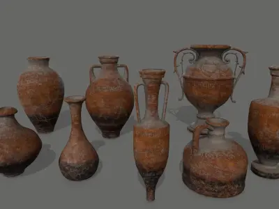 vase set greek Low-poly 3D model