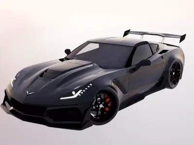 Corvette C7 Blacked Out RIgged  Free 3D model