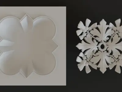 Decoration with framed maple leaves and seeds 3D model