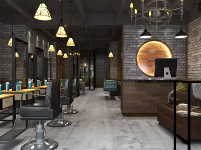 BARBER SHOP  Low-poly 3D model