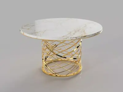Round table marble and metal 3D model