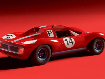 Ferrari Dino  Low Poly Game Ready 3D Model PBR Full Interior Low-poly 3D model