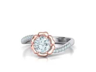 Flower Engagement ring 1CT stone 3dmodel 3D print model