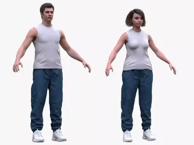 Sport Outfit 1 - Male - Female MH - UE5 Skeletons - Rigged Low-poly 3D model