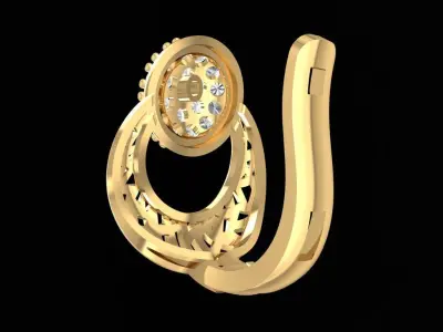 Luxury Diamond Cluster Hoop Earrings for Women 1141 3D print model