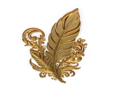 feather decor set wall mural 01 3D model