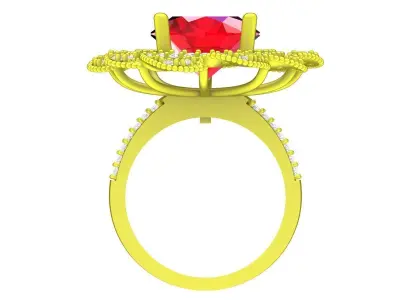 Luxury Oval Halo Gemstone Ring 3D Model  4304 3D print model